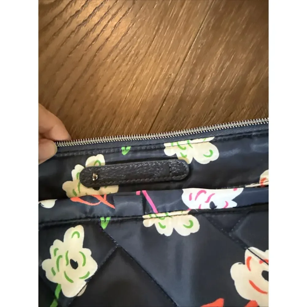 Lug Flare 2 Quilted Crossbody Bag Bright Floral Navy Neon Sketch Flower Purse